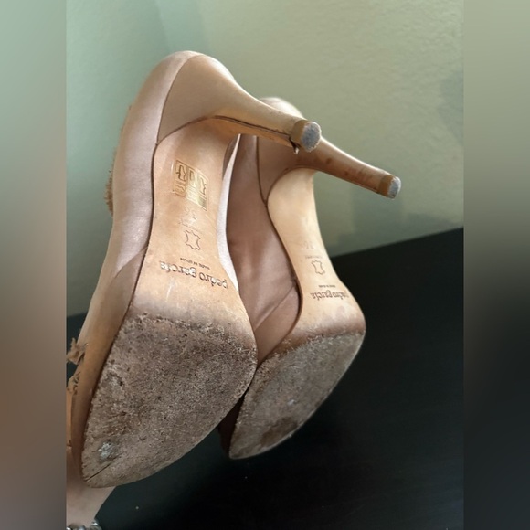 Pedro Garcia Satin Raws Edge Trim Heels size 36 Nude/Brown - Picture 3 of 3